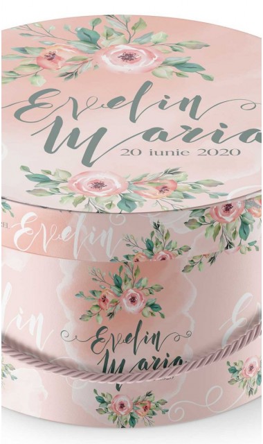 Trusou de botez somon cu alb si cu motive florale Watercolor Flowers 2
